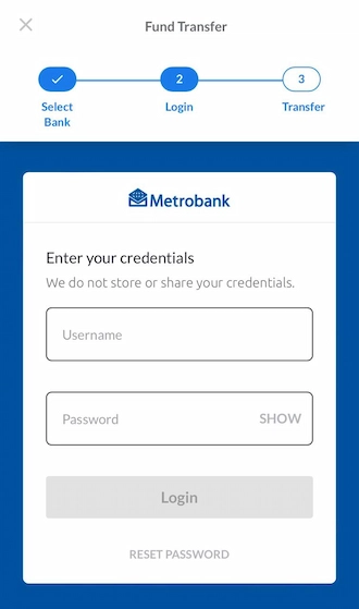 Step 3: Provide your bank account details and click "Login". 