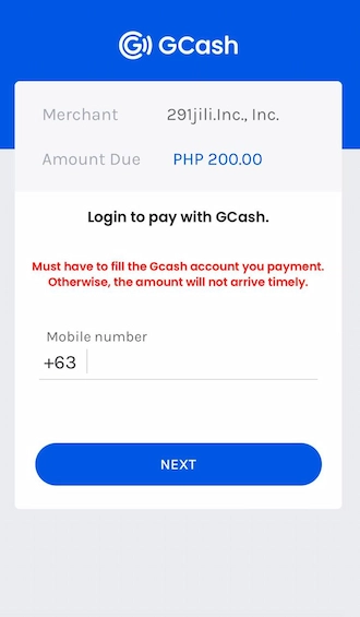 Step 3: log in to your GCash account to pay.