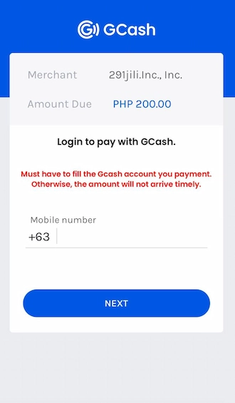 Step 4: log in to your GCash account to pay.